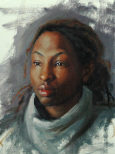 oil portrait young black woman